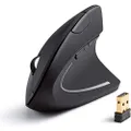 Anker 2.4G Wireless Vertical Ergonomic Optical Mouse, 800/1200 /1600 DPI, 5 Buttons for Laptop, Desktop, PC, Macbook - Black