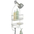 iDesign - 61974 York Metal Wire Hanging Shower Caddy, Extra Wide Space for Shampoo, Conditioner, and Soap with Hooks for Razors, Towels, and More, 10" x 4" x 22", Pearl White