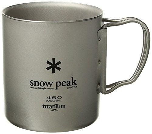 Snow Peak MG-053R Titanium Double Mug, 15.7 fl oz (450 ml) Capacity 15.9 fl oz (450 ml)