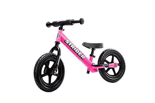 Strider 12” Sport Bike, Pink - No Pedal Balance Bicycle for Kids 1 to 4 Years - Includes Safety Pad, Padded Seat, Mini Grips & Flat-Free Tires - Tool-Free Assembly & Adjustments