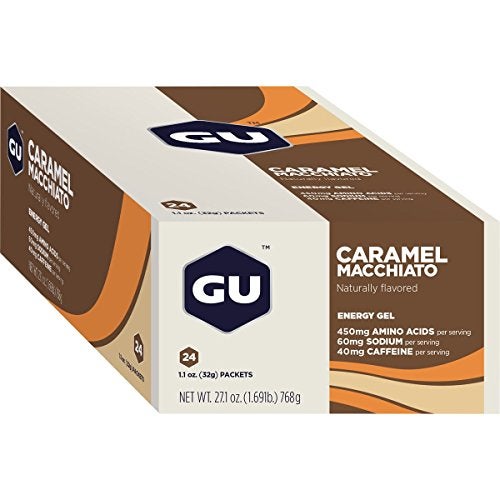 GU Energy Original Sports Nutrition Energy Gel, Caramel Macchiato, 24 Count Box