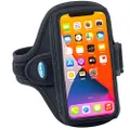 Tune Belt AB91 Cell Phone Armband Holder Case for iPhone 13/13 Pro, 12/12 Pro, 11, 11 Pro Max, XS Max, XR, Galaxy S20/S21 Plus & More for Running & Working Out (Black)