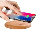 Fonesalesman - WoodPuck Bamboo Edition Qi Wireless Charging Pad | 7.5W Charger for iPhone11, 11 Pro, XS, XR, X, 8; 10W, Galaxy S10, S10 Plus, S10e, S9, S9 Plus, Note 10, 9 & more (No AC Adapter)