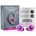 Decibullz - Custom Molded Earplugs, 31dB Highest NRR, Comfortable Hearing Protection for Shooting, Travel, Swimming, Work and Concerts (Pink)