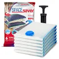 Spacesaver Vacuum Storage Bags (Jumbo 6-Pack) Save 80% on Clothes Storage Space - Vacuum Sealer Bags for Comforters, Blankets, Bedding, Clothing - Compression Seal for Closet Storage. Pump for Travel.