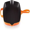 Le Creuset Enameled Cast Iron Signature Square Skillet Grill, 10.25", Flame