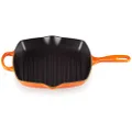 Le Creuset Enameled Cast Iron Signature Square Skillet Grill, 10.25", Flame