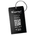 Dynotag Web Enabled Smart Aluminum Convertible Luggage ID Tag + Braided Steel Loop, with DynoIQ & Lifetime Recovery Service (Midnight Black)
