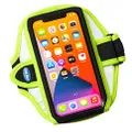 Tune Belt AB91RY Cell Phone Armband Holder Case for iPhone 11/12/13/14/15, 12/13/14/15 Pro, 11 Pro Max, XS Max, XR, Galaxy S21/S22/S23 Plus & More for Running & Working Out (Neon Yellow Reflective)