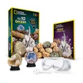 National Geographic Break Open 10 Premium Geodes – Includes Goggles, Detailed Learning Guide & 2 Display Stands - Great Stem Science Gift for Mineralogy & Geology Enthusiasts of Any Age