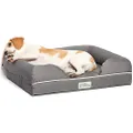 PetFusion Ultimate Solid 2.5" WATERPROOF Memory Foam Pet Bed for Small Dogs & Cats (25x20x5.5" orthopedic mattress; Gray). Replacement covers & blankets also avail