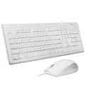 Macally 104 Key USB Wired Keyboard with Apple Shortcut Keys and 3 Button USB Optical Mouse Combo for Mac and Windows PC (MKEYECOMBO)