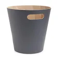 Umbra Woodrow Trash Can – Duo-Tone Wood Wastebasket Garbage Can for Office, Study, Bathroom, Living Room, Powder Room and More, 2 Gallon/7.5 L, Charcoal
