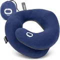 BCOZZY Double Support Neck Pillow for Travel, 3 Ergonomic Ways Supporting The Neck, Head, and Chin When Sleeping Upright on Flights, Car, and Home, Comfortable Airplane Travel Pillow, Large, Navy