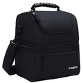 MIER Adult Lunch Box Insulated Lunch Bag Large Cooler Tote Bag for Men, Women, Double Deck Cooler(Black Large)
