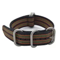ArtStyle Watch Band with Colorful Nylon Material Strap and Heavy Duty Brushed Buckle, Black/Orange/Green, 22mm, Simple