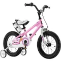 RoyalBaby Freestyle Kid’s Bike, 12 inch with Training Wheels, Pink, Gift for Boys and Girls