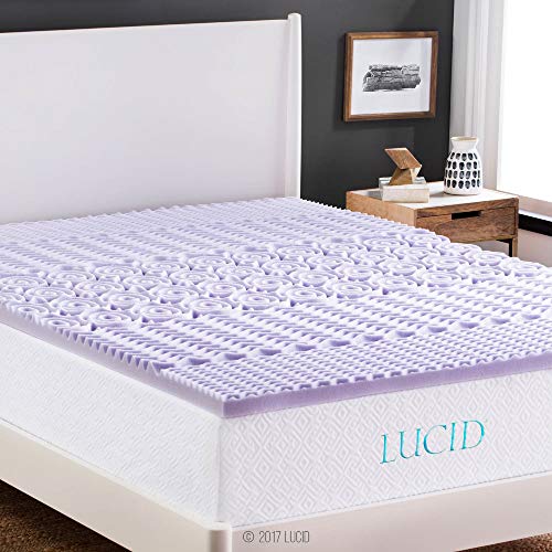 LUCID 2 Inch 5 Zone Lavender Memory Foam Mattress Topper - Full