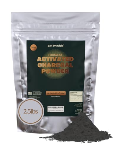 Zen Principle Hardwood Activated Charcoal Powder 100 Percent from USA Trees. All Natural. Whitens Teeth, Rejuvenates Skin and Hair, Supports Better Digestion, 2.5 lb