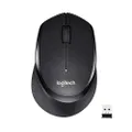 Logitech M330 Silent Plus Wireless Mouse – Enjoy Same Click Feel with 90% Less Click Noise, 2 Year Battery Life, Ergonomic Right-hand Shape for Computers and Laptops, USB Unifying Receiver, Black