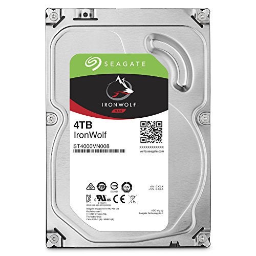 Seagate 4TB IronWolf NAS SATA 6Gb/s NCQ 64MB Cache 3.5-Inch Internal Hard Drive (ST4000VN008) Silver