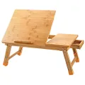 Laptop Desk Nnewvante Table Adjustable Bamboo Foldable Breakfast Serving Bed Tray w' Tilting Top Drawer