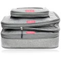 Compression Packing Cubes for Travel, Set of 3, Color Grey, Double Zipper, LeanTravel