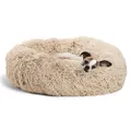 Best Friends by Sheri DNT-SHG-TAU-2323-VP The Original Calming Donut Cat and Dog Bed in Shag Fur, Small 23"x23" in Taupe, Machine Washable