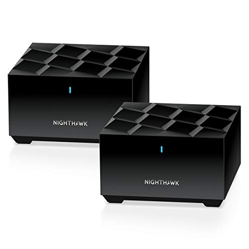 NETGEAR Nighthawk Dual-Band WiFi 6 Mesh System (MK62), 2-Pack: 1 Router + 1 Satellite Extender, Covers up to 3,000 sq. ft., 25 Devices, AX1800 802.11ax (up to 1.8Gbps)