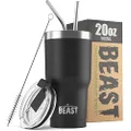 Beast 20 oz Tumbler Stainless Steel Vacuum Insulated Coffee Ice Cup Double Wall Travel Flask (Matte Black)