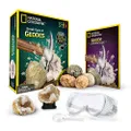 NATIONAL GEOGRAPHIC Break Open 4 Geodes Science Kit – Includes Goggles, Detailed Learning Guide and Display Stand - Great STEM Science gift for Mineralogy and Geology enthusiasts of any age