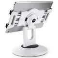 AboveTEK Retail Kiosk iPad Stand, 360° Rotating Commercial POS Tablet Stand, Fits 6"-13" (Diagonal) iPad Mini Pro-Business Swivel Tablet Holder, for Store Office Reception Kitchen Desktop (White)
