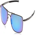 Oakley Men's OO4124 Gauge 8 Rectangular Metal Sunglasses, Matte Gunmetal/Prizm Sapphire Polarized, 62 mm