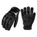 Vgo 3-Pairs High Dexterity Heavy Duty Mechanic Glove, Rigger Glove, Anti-vibration, Anti-abrasion, Touchscreen (Size L, Black, SL8849)