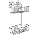 HASKO accessories - Shower Caddy with Suction Cup - 304 Stainless Steel 2Tier Basket for Bathroom - Rustproof (Chrome)