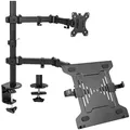 VIVO Full Motion Monitor and Laptop Desk Mount Articulating Double Center Arm Joint VESA Stand, Fits up to 32 inch Screen, STAND-V102C