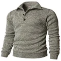 H2H Men's Slim Fit Turtleneck Basic Knit Sweater with Buttons Oatmeal US M/Asia L (CMTTL091)