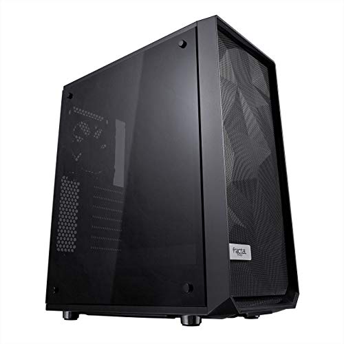 Fractal Design Meshify C - Compact Computer Case - High Performance Airflow/Cooling - 2X Fans Included - PSU Shroud - Modular Interior - Water-Cooling Ready - USB3.0 - Tempered Glass - Blackout