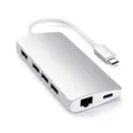 Satechi Aluminum Multi-Port Adapter V2-4K HDMI (60Hz), Gigabit Ethernet, USB-C Charging, SD/Micro Card Readers, USB 3.0 - Compatible with 2020 MacBook Pro/Air M1 (Silver)
