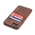 Dockem iPhone SE 3 (2022), iPhone SE 2020, iPhone 8/7 Wallet Card Case: Synthetic Leather with 2 Card Holder Slots [Exec Brown]