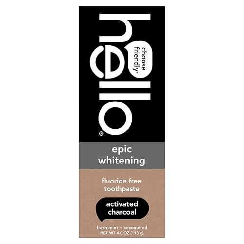 Hello Oral Care Activated Charcoal Teeth Whitening Fluoride Free Toothpaste, 4 Ounce