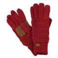 C.C Unisex Cable Knit Winter Warm Anti-Slip Touchscreen Texting Gloves, Burgundy