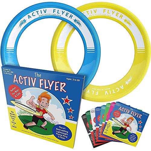 Activ Life Kid’s Flying Rings, 2 Pack, Cyan/Yellow, Best Xmas Gifts for Kids Age 3 Year Old, Top Christmas 2023 Stocking Stuffers for Boys and Girls Outside Toys, Cool Beach Vacation Family Presents