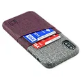 Dockem Luxe iPhone X/XS Wallet Case: Slim Minimalist Case w/ 2 Credit Card Holder Slots: UltraGrip Canvas Style Synthetic Leather (Maroon and Grey)