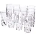US Acrylic Palmetto 20 ounce Plastic Stackable Water Tumblers in Clear | Value Set of 16 Drinking Cups | Reusable, BPA-free, Made in the USA, Top-rack Dishwasher Safe