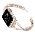 Secbolt Stainless Steel Band Compatible with iWatch Band 38mm 40mm Women Iwatch Series 5/4/3/2/1 Accessories Metal Wristband X-Link Sport Strap, Champagne Gold