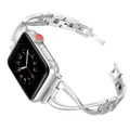 Secbolt Stainless Steel Band Compatible with iWatch Band 38mm 40mm Women Iwatch Series 5/4/3/2/1 Accessories Metal Wristband X-Link Sport Strap, Silver