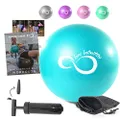 (23cm , Teal) - Live Infinitely 23cm Barre Pilates Ball & Hand Pump- Anti Burst Mini Ball & Digital Workout eBook Included for Yoga, Exercise, Balance & Stability Training - Comes with Mesh Carryin...