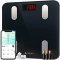 Etekcity Scales for Body Weight Bathroom Digital Weight Scale for Body Fat, Smart Bluetooth Scale for BMI, and Weight Loss, Sync 13 Data with Other Fitness Apps Black 11.8x11.8 Inch