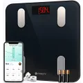 Etekcity Scales for Body Weight Bathroom Digital Weight Scale for Body Fat, Smart Bluetooth Scale for BMI, and Weight Loss, Sync 13 Data with Other Fitness Apps Black 11.8x11.8 Inch